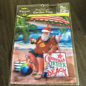 Garden Flag Beach Time Santa - Christmas is Better at the Beach 12.5x18”